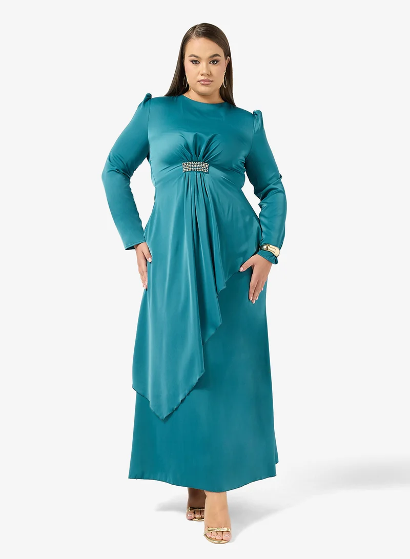Khizana  Plus size A-line Dress With Embellished Waist for Women | Best Price UAE